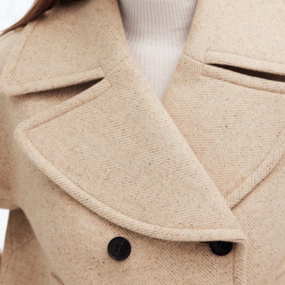 Madewell Oversized Collar Herringbone Prescott NEW NWT in heathered Oatmeal - Picture 9 of 16
